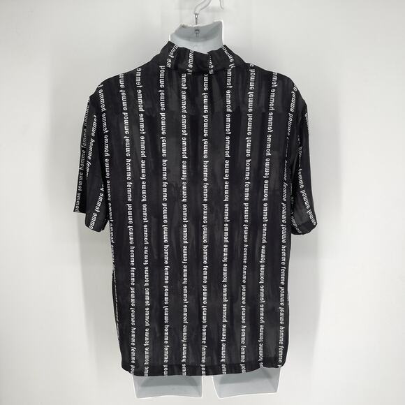 Homme + Femme NEW Striped Logo Camp Shirt Mens Sz S Black White Short Sleeve - Picture 4 of 7